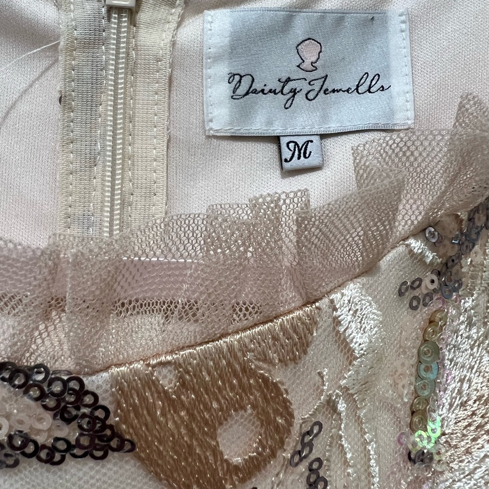Dainty Jewells Blush Sequin Embroidered Tulle Dress M - Picture 5 of 8